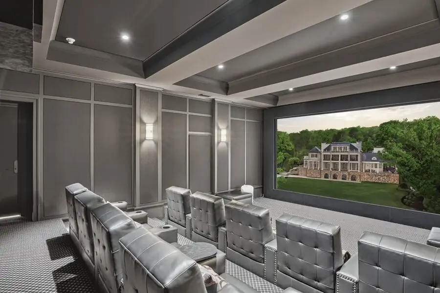 Home theater — tiered leather seating
